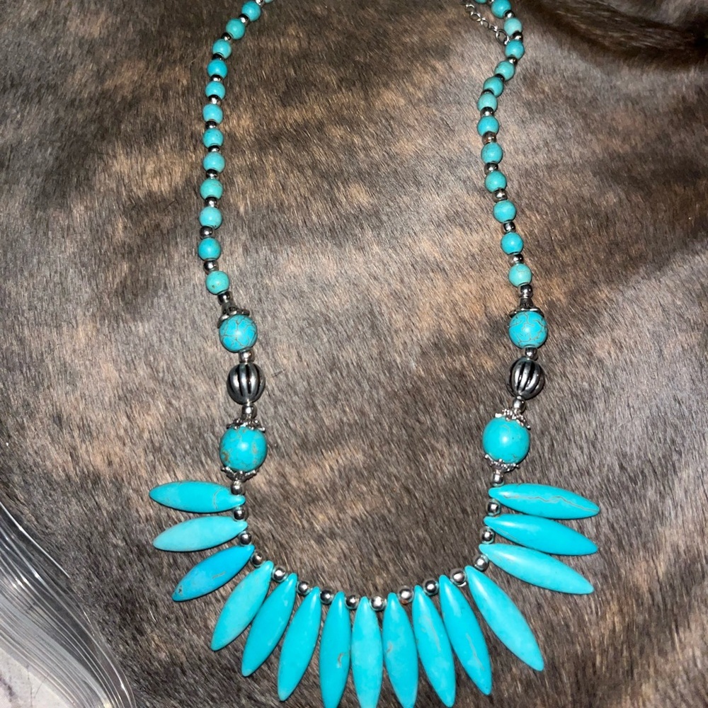 Turquoise Beaded Statement Necklace